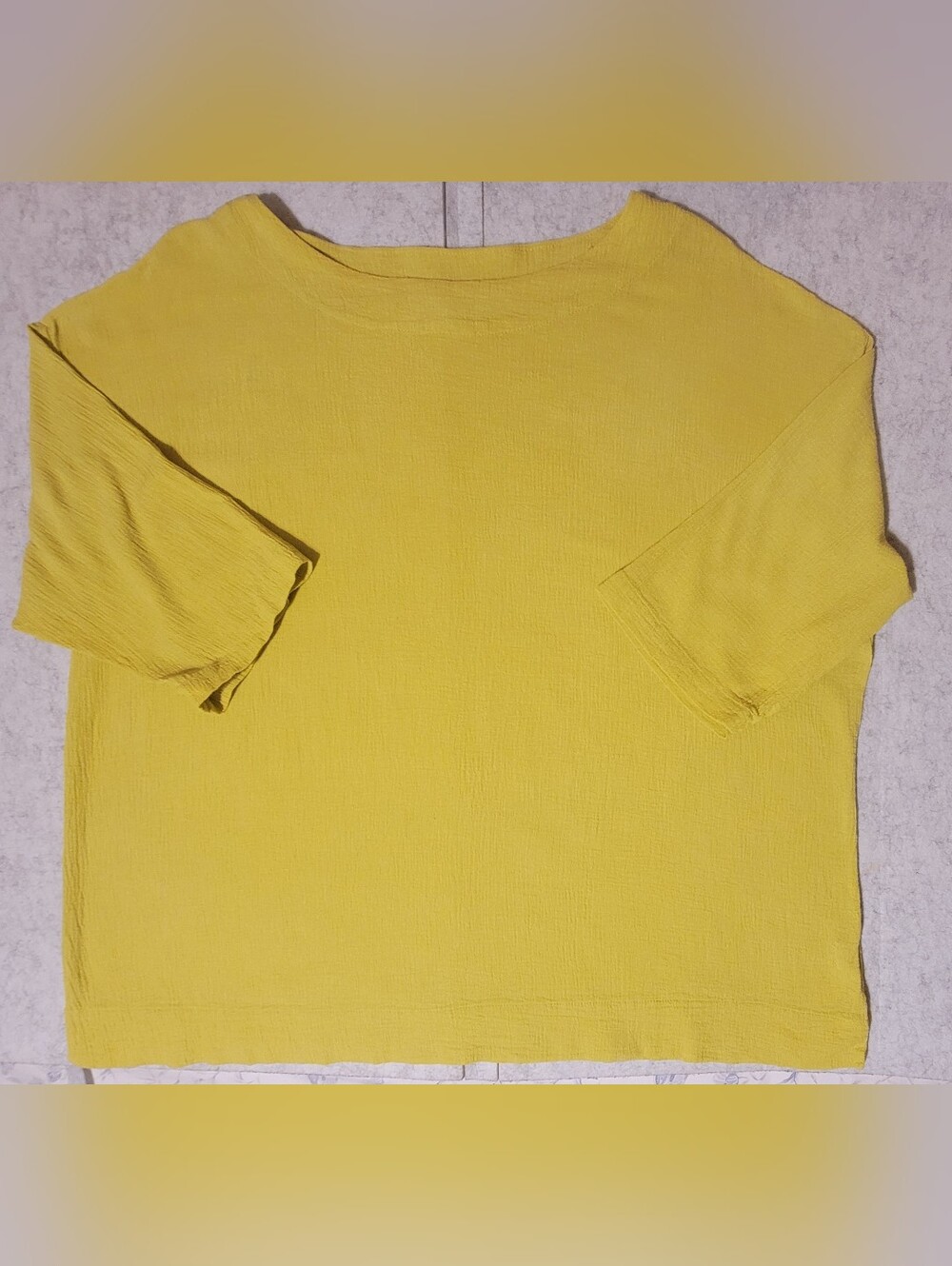 Bryn Walker Yellow Cotton Gauze Boxy Tunic Top Lagenlook Oversized Large USA